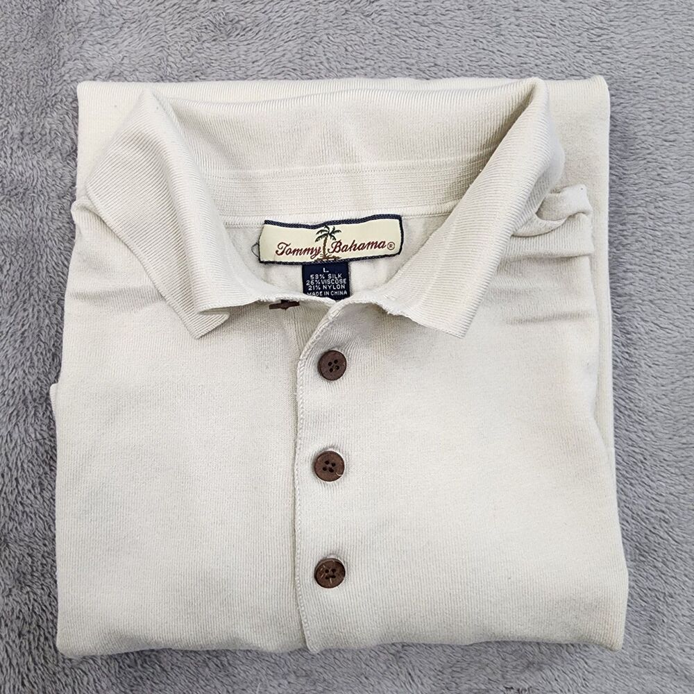 Tommy Bahama Mens Silk Blend Polo Shirt L